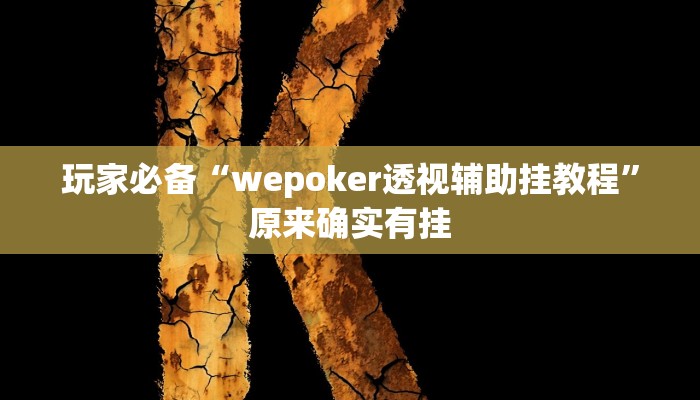必备科技“德州局wepoker作弊”其实确实有挂