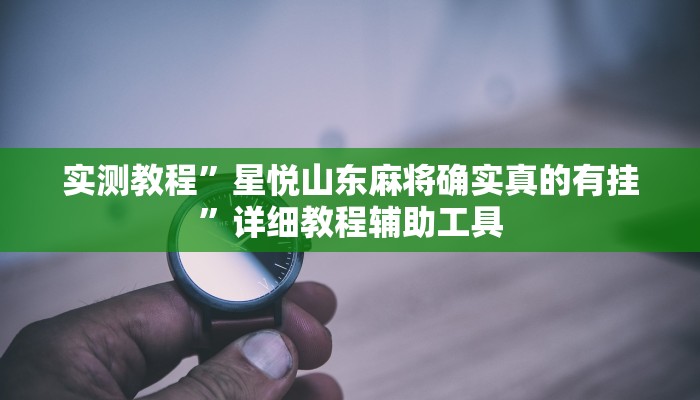 实测教程”星悦山东麻将确实真的有挂”详细教程辅助工具 实测教程”星悦山东麻将确实真的有挂”详细教程辅助工具