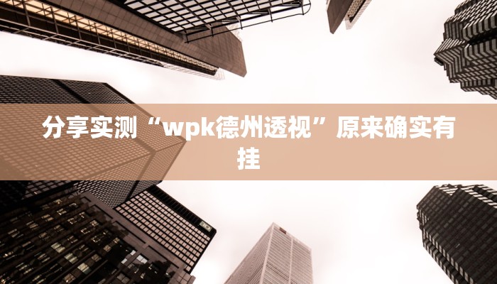 分享实测“wpk德州透视”原来确实有挂 分享实测“wpk德州透视”原来确实有挂