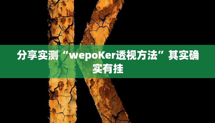 分享实测“wepoKer透视方法”其实确实有挂