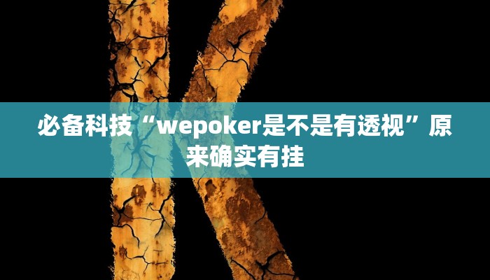 必备科技“wepoker是不是有透视”原来确实有挂